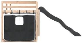 Beliche com escorrega e cortinas 90x190 cm branco e preto