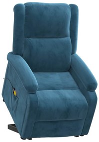 Poltrona elevatória de massagens veludo azul