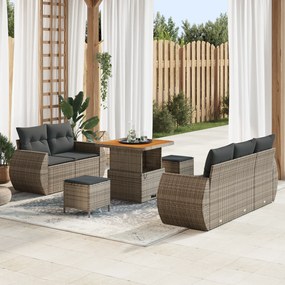 Conjunto de Sofá de Jardim vidaXL de 8 Peças com Almofadas Cinza de Ra