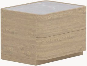 Cómoda com efeito de madeira com tampo em vidro Noble
