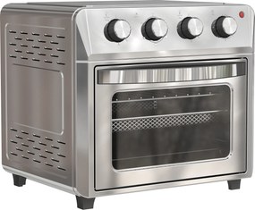 HOMCOM Miniforno com convecção, fritadeira com ar quente, 6 modos de aquecimento, temporizador, acessórios, 24 L, Prata | Aosom Portugal