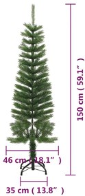 Árvore de Natal artificial fina com suporte PE 150 cm