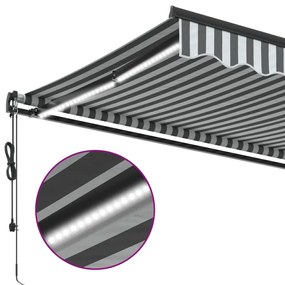 Toldo retrátil automático com LEDs 400x300 cm antracite/branco