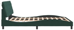Estrutura de cama c/ luzes LED 160x200 cm veludo verde-escuro