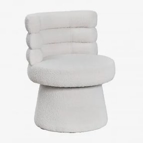 Cadeira De Jantar Giratória Estofada Protea Bouclé Branco - Sklum
