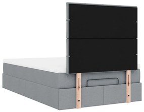 Estrutura cama otomana colchão 120x200 cm tecido cinzento claro