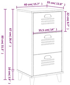 Mesa de cabeceira VIKEN derivados de madeira cinzento antracite