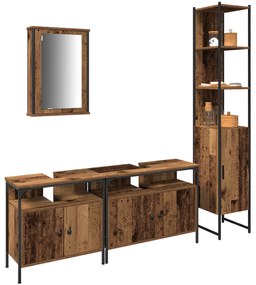 Armário de Lavabo com Pia Embutida - Estilo de Madeira Antiga