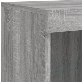 Aparador com luzes LED 81x37x100 cm cinzento sonoma