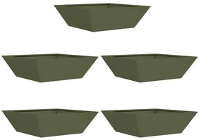 Conjunto de 5 Cachepots de Jardim Verde-Azeitona da , medindo 50x50x15