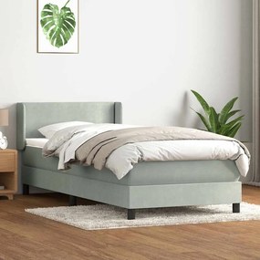 vidaXL Cama box spring com colchão 100x210 cm veludo cinzento claro
