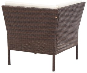 Conjunto lounge jardim c/ almofadões 6 pcs vime PE castanho