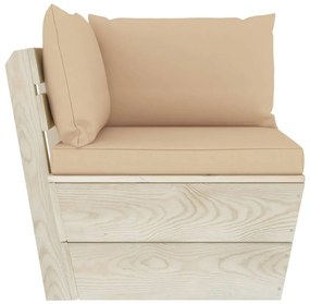 6 pcs conjunto lounge de paletes + almofadões madeira de abeto