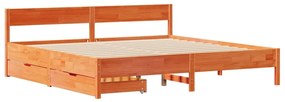 Cama sem colchão 180x200 cm pinho maciço castanho-mel