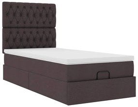 Cama otomana com colchão 90x200 cm tecido castanho escuro