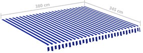 Tecido de substituição para toldo 4x3,5 m azul e branco