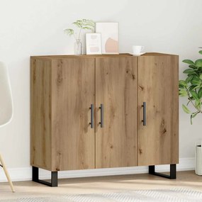 Sideboard vidaXL com 3 portas em Carvalho Artisan 90x34x80 cm em Madeira Derivada