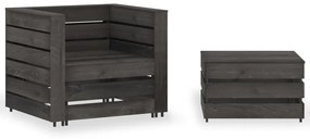 316199 vidaXL 2 pcs conjunto lounge jardim em paletes pinho impregnado cinza