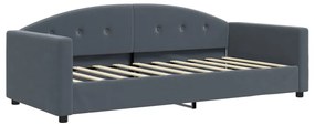 Sofá-cama com gavetão 90x190 cm veludo cinzento-escuro