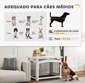 PawHut Gaiola para Cães Médios 3 em 1 Mesa Auxiliar Gaiola para Cães c