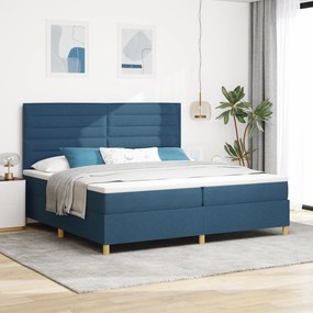 vidaXL Cama Box Spring com Colchão & LED Azul 200x200 cm Tecido