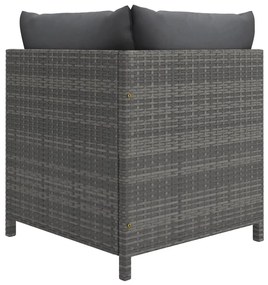 10 pcs conjunto lounge de jardim c/ almofadões vime PE cinzento