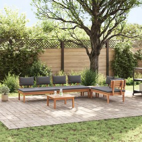 vidaXL Conjunto de Jantar de Jardim com 5 Peças e Almofadas - Madeira de Teca Sólida