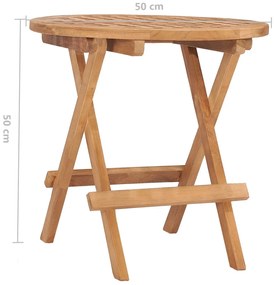 3 pcs conj. jantar dobrável exterior c/ almofadão teca maciça