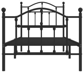 Estrutura de cama com cabeceira e pés 90x190 cm metal preto