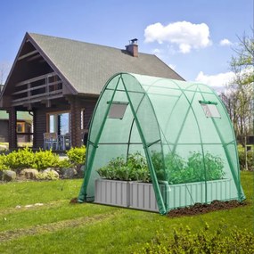 Estufa agricola portátil com 2 portas com fecho, 2 janelas de enrolar e sacos laterais 181 x 181 x 200 cm Verde