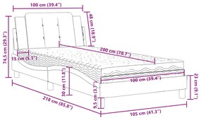 Cama com colchão 100x200 cm couro artificial castanho