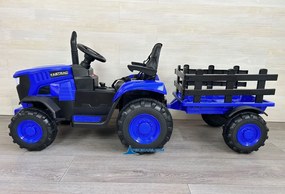 Trator Eléctrico para Crianças 4200 12V 2.4G, com Reboque Rodas de borracha anti-furos e Assento em pele sintética Azul