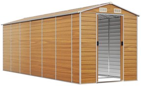 Abrigo de jardim 191x555x198 cm aço galvanizado castanho-claro