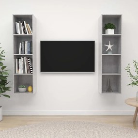 vidaXL Armários de parede para TV 2 pcs contraplacado cinzento cimento