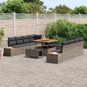 Conjunto de Sofá de Jardim vidaXL de 11 Peças com Almofadas Cinza em R