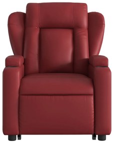 Poltrona reclinável elevatória couro artificial vermelho tinto