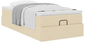 Estrutura de cama otomana com creme de colchão 90x200cm tecido