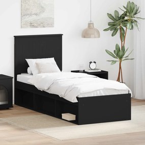 vidaXL Estrutura da Cama Preto 75 x 190 cm Madeira de Pinheiro Sólida