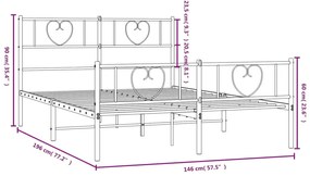 Estrutura de cama com cabeceira e pés 140x190 cm metal preto