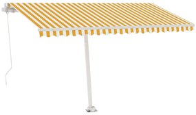 Toldo retrátil manual com LED 450x300 cm amarelo e branco