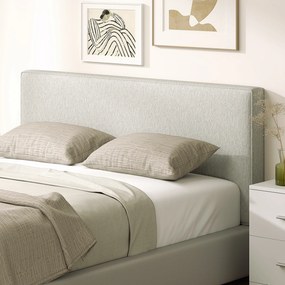 Cabeceira de cama de linho para fixação na parede, 140 x 60 cm, cabeceira suspensa e estofada para quarto, creme