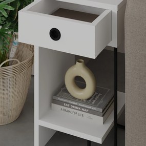 Mesa de Cabeceira Sirius Left – Branco – 32x61x30 cm