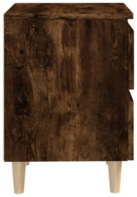 Mesa de cabeceira pernas madeira maciça carvalho fumado