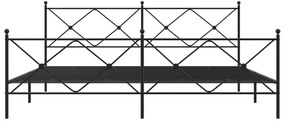 Estrutura de cama com cabeceira e pés 200x200 cm metal preto