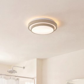 Candeeiro de Teto Moderno Taupe com Branco 34cm 2 Luzes IP44 - Walden