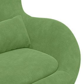 Poltrona Egg vidaXL com Otomana Veludo Verde Claro
