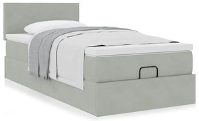 Estrutura cama otomana colchão 90x190 cm veludo cinzento claro