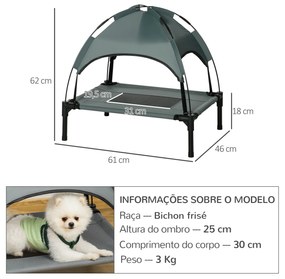 PawHut Cama Elevada para Animais de Estimação Portátil com Toldo Amoví