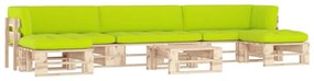 vidaXL 6 pcs conj. lounge paletes c/ almofadões pinho impregnado