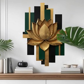 Autocolante Lotus - Flor dourada e esmeralda Geometria Art Deco